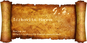 Iczkovits Hanna névjegykártya